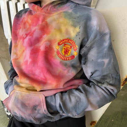 Kids custom made tie dye Man United football club hoodie club hoodie MUFC football sports outdoor  Man u - SOX UK