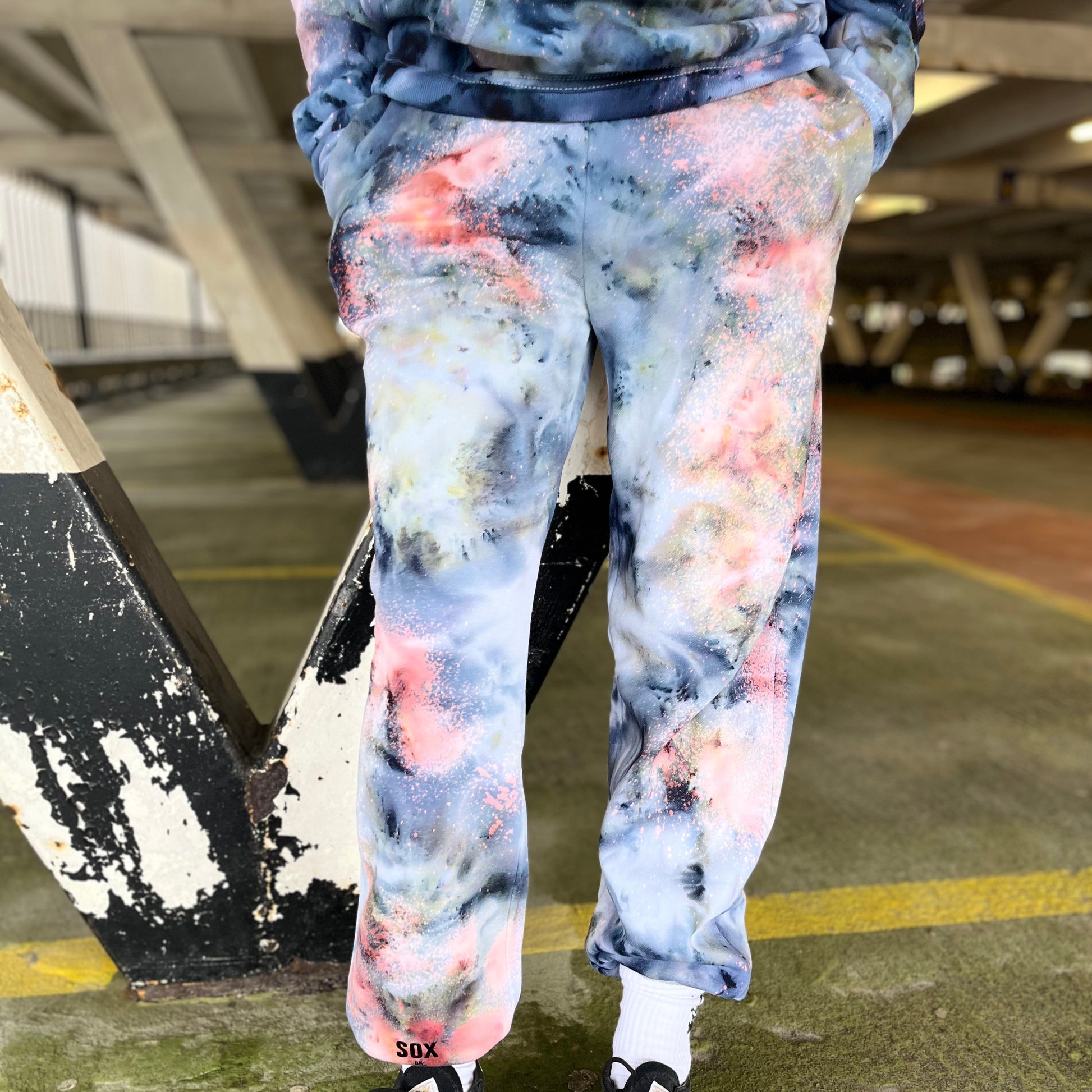 Matching set joggers stardust tracksuit tie dye bespoke handmade clothing  men and women SOX UK
