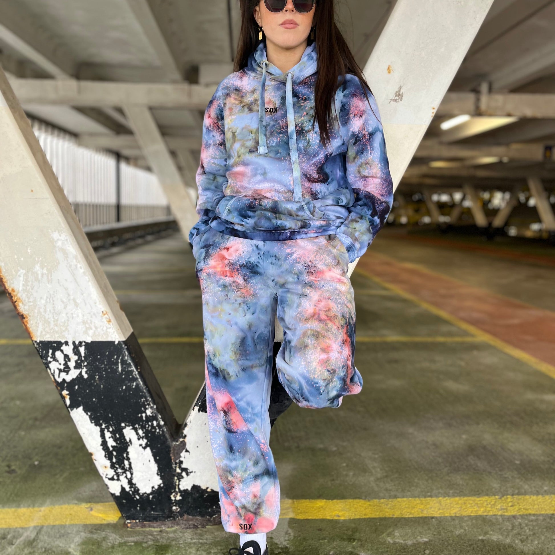 Matching set joggers stardust tracksuit tie dye bespoke handmade clothing unisex men and women SOX UK