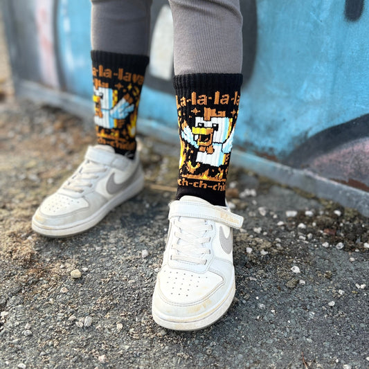 Minecraft Lava Chicken socks gaming socks chicken lava kids socks gift idead birthday socks youth socks Sox UK