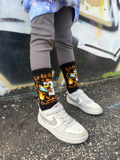 Minecraft Lava Chicken socks gaming socks chicken lava kids socks gift ideas birthday socks youth socks Sox UK