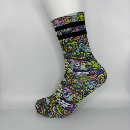 Sox UK unicorn socks pegasus art socks colourful socks Sox UK tie dye hand drawn gifts womens socks mens socks one size Peggy 1985 gym socks birthday gifts cotton