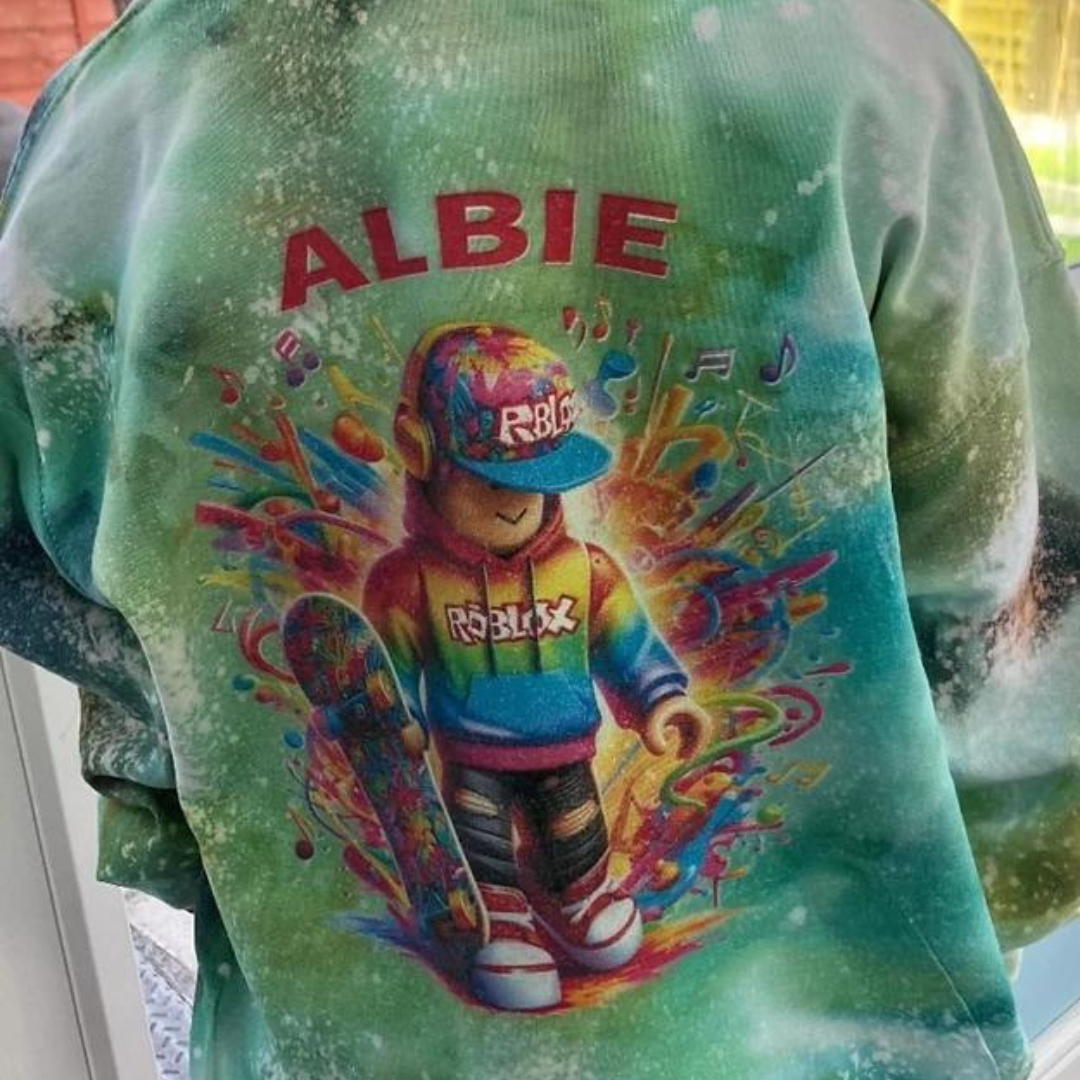 Kids handmade Roblox hoodie tie dye handmade SOX UK 