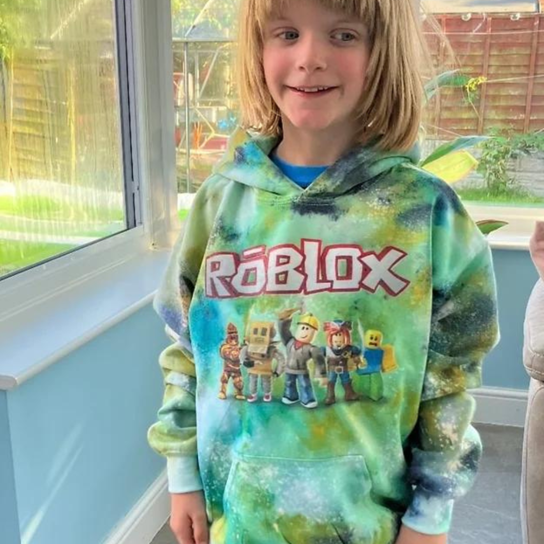 Kids handmade Roblox hoodie tie dye handmade SOX UK 