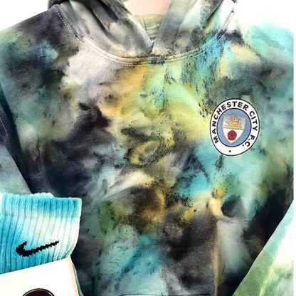 Kids custom made tie dye Man City football hoodie club hoodie - SOX UK 