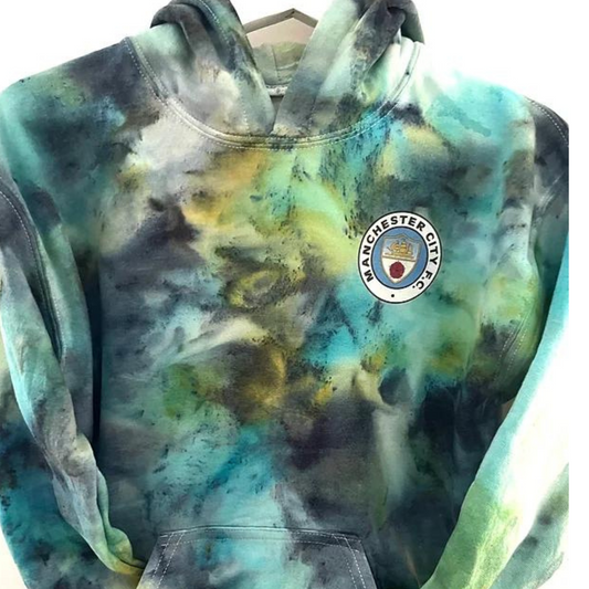 Kids custom made tie dye Man City football hoodie club hoodie - SOX UK 